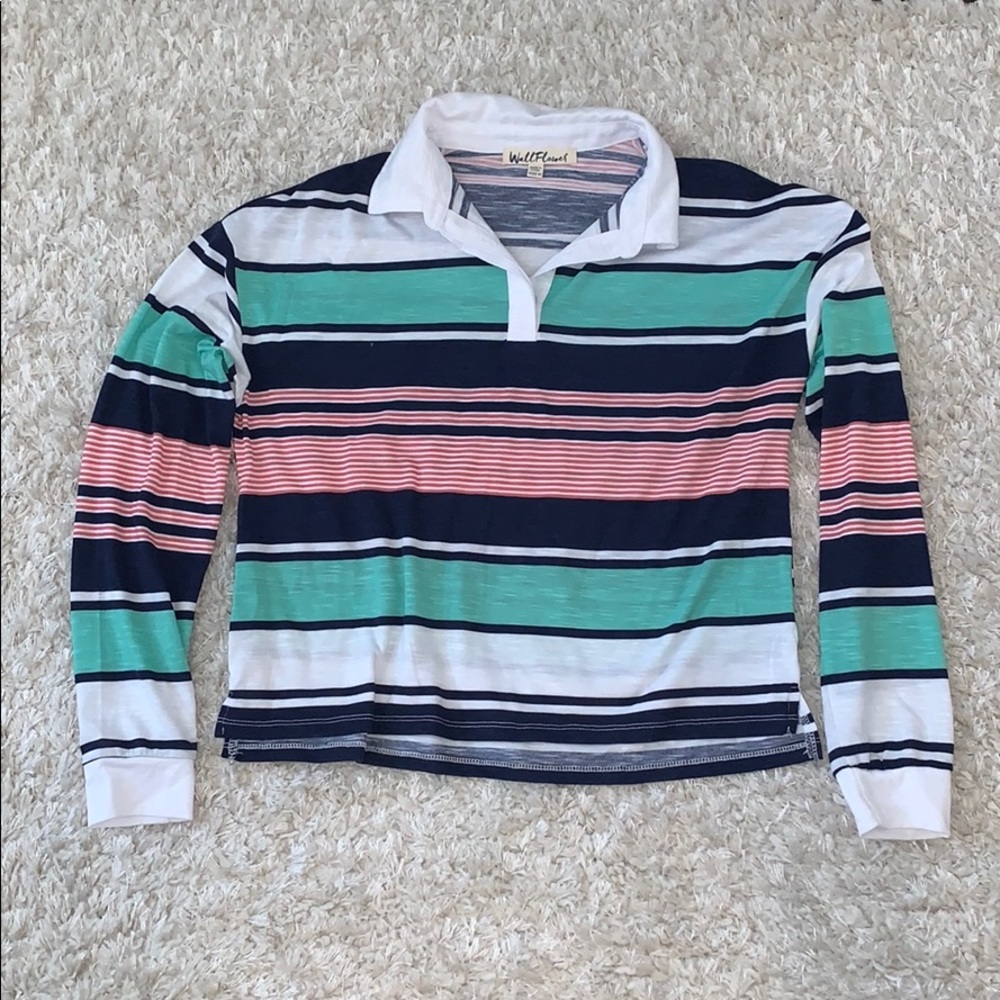 Wallflower Collared Long Sleeve T-shirt
